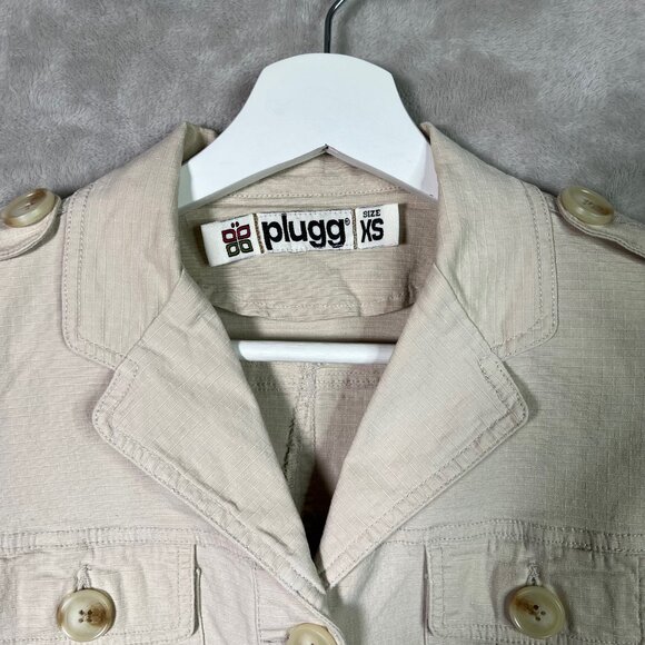 Vintage Y2K Plugg Tan XS Utility Chore Jacket Military Festival Bella Swan Style - Picture 2 of 6